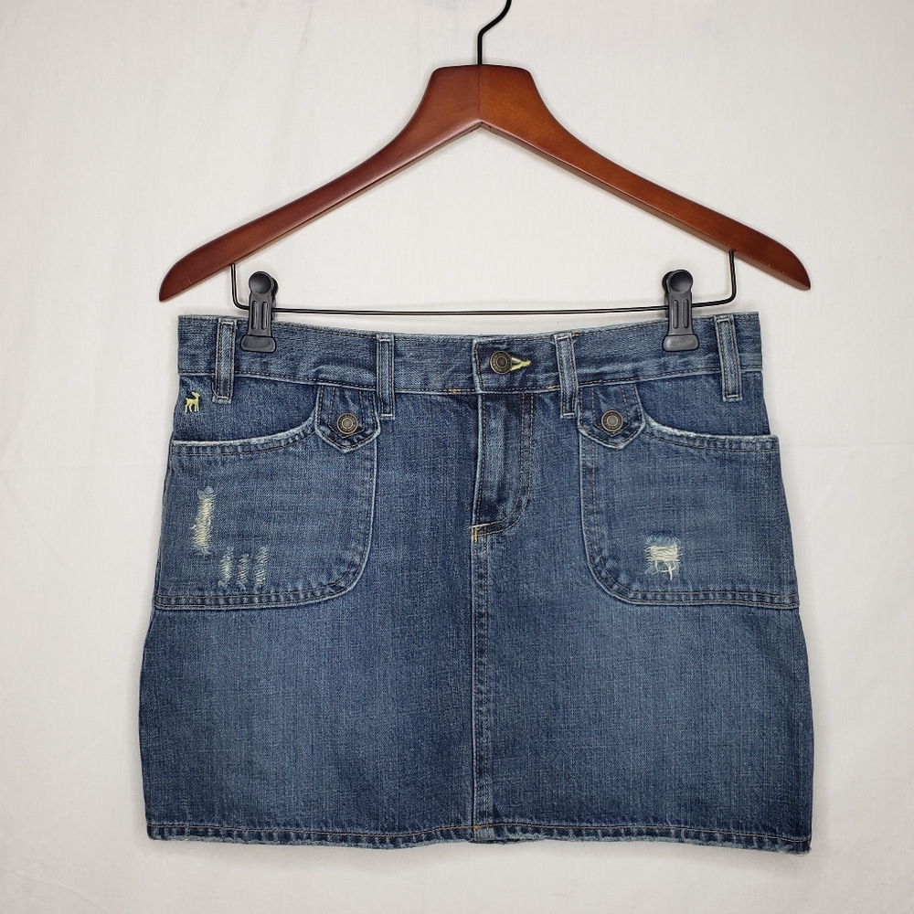 Vintage Old Navy 100% Cotton Ultra Low Rise Micro Mini Skirt Size 4 Y2K Denim